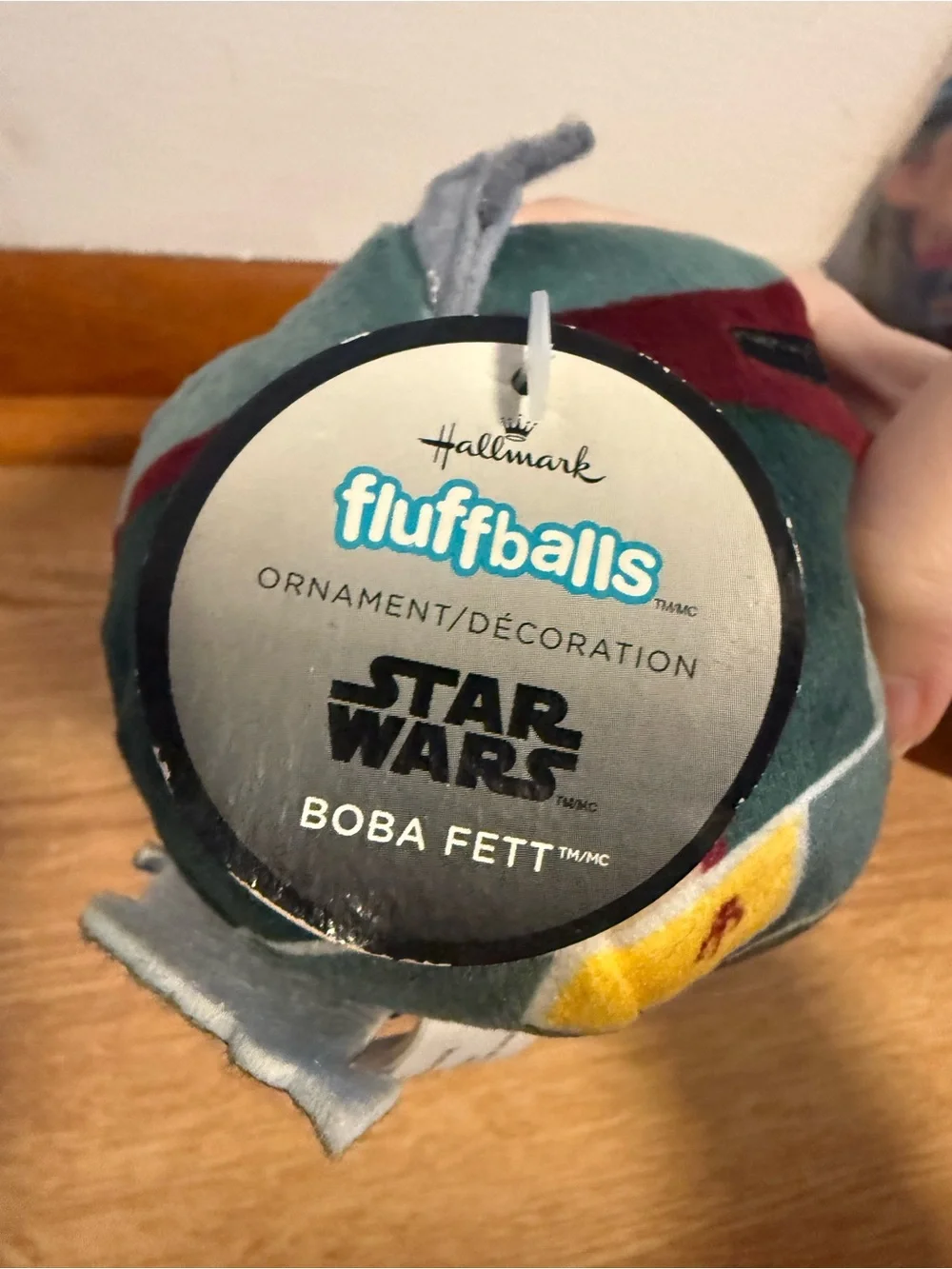 New Hallmark Disney Star Wars Boba Fett Fluffballs Plush Ornament *NWT*